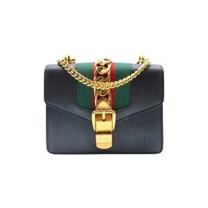 Gucci Sylvie Mini Calfskin Crossbody Bag In Black